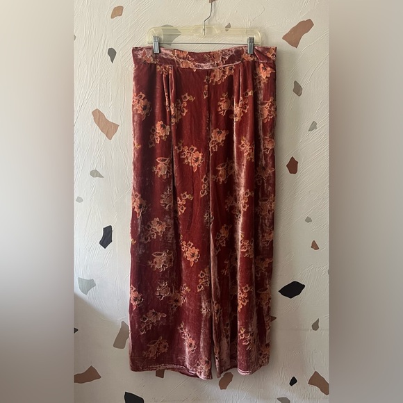 NEW Anthropologie x Hutch Floral Burnout Velvet Wide Leg Pants size XL - Picture 5 of 12